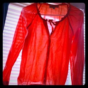 Ann Taylor LOFT cute crop peach top spring S shirt